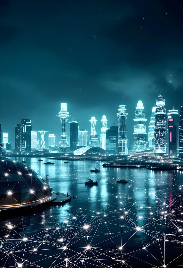 Singapore Harbor Nodes — framed print by Apex Reve