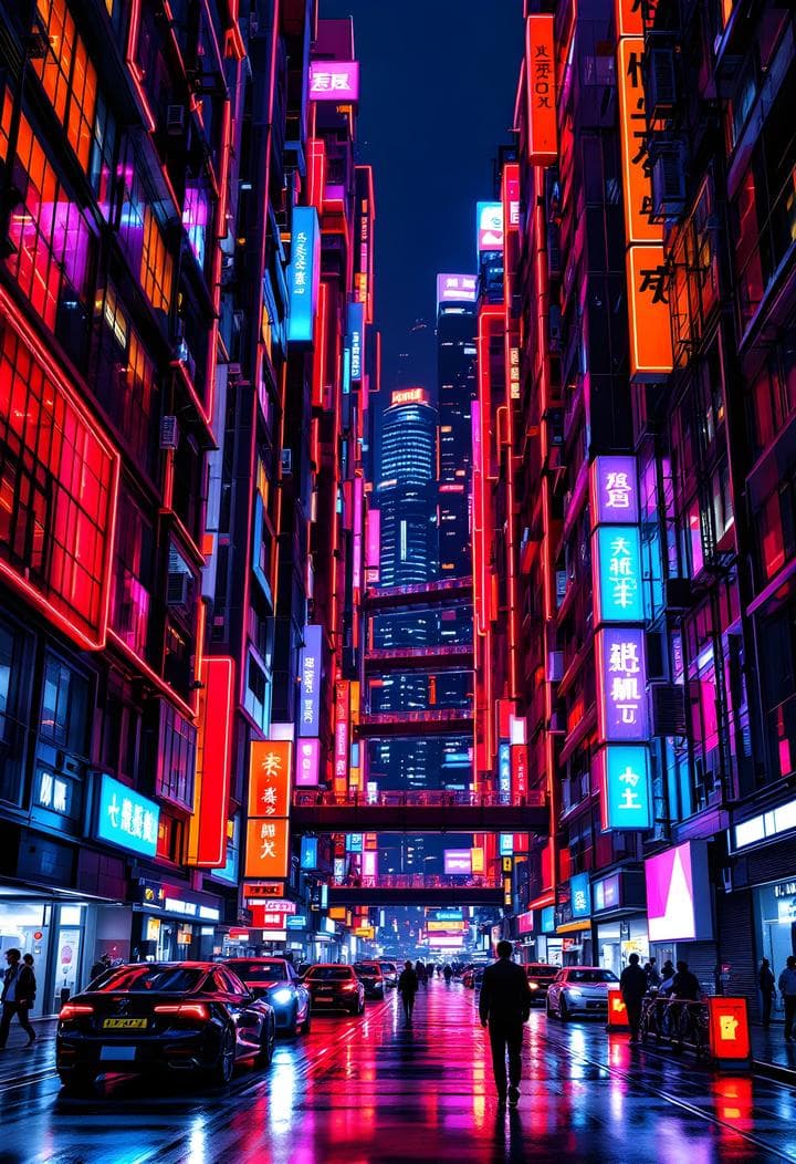 Hong Kong Canyon Neon — framed print by Apex Reve