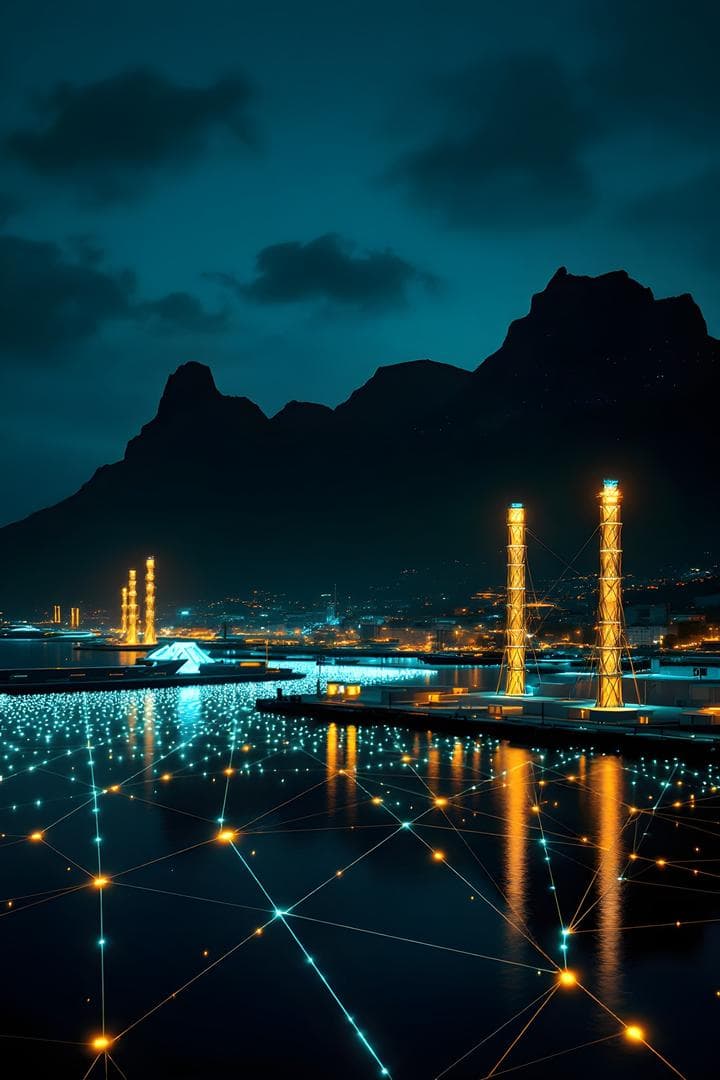 Cape Town Harbor Nodes — framed print by Apex Reve