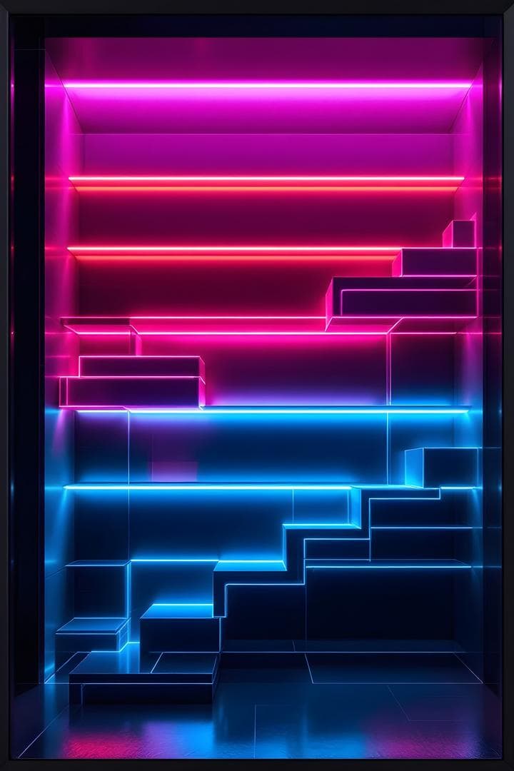Voxel Tide Shelf — framed print by Apex Reve