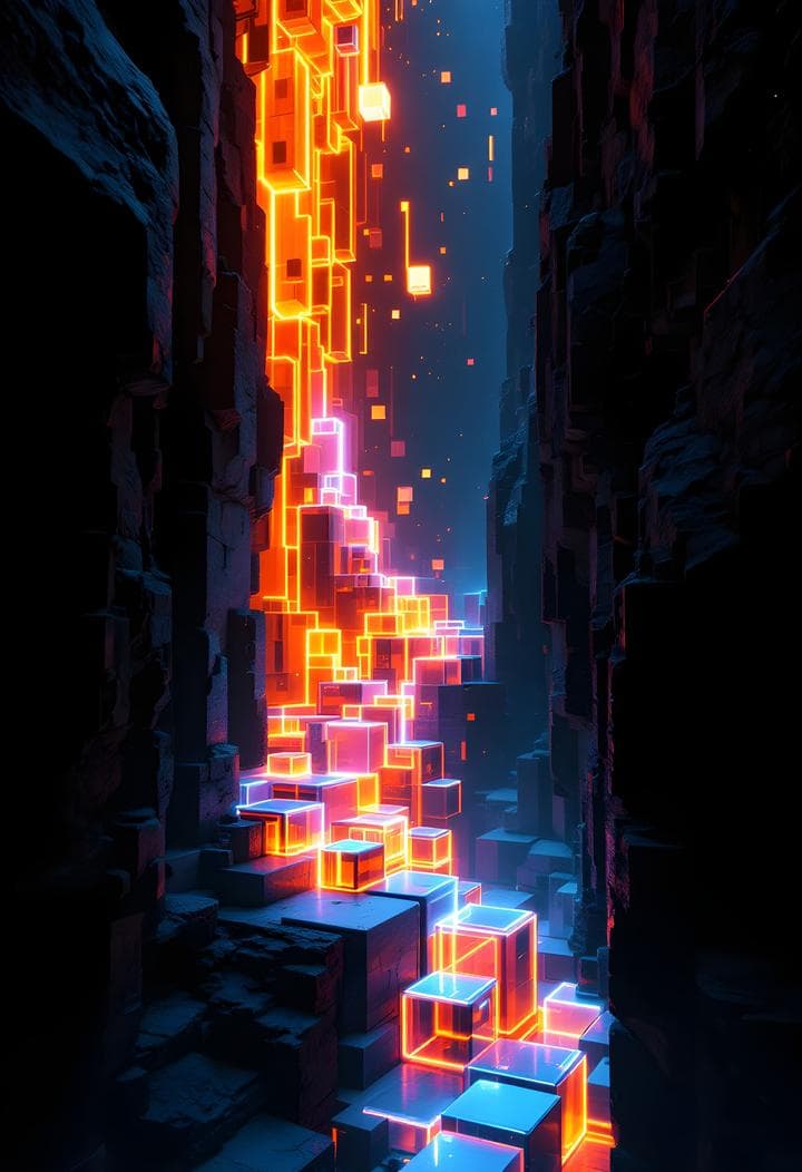 Cube Cascade Rift — framed print by Apex Reve