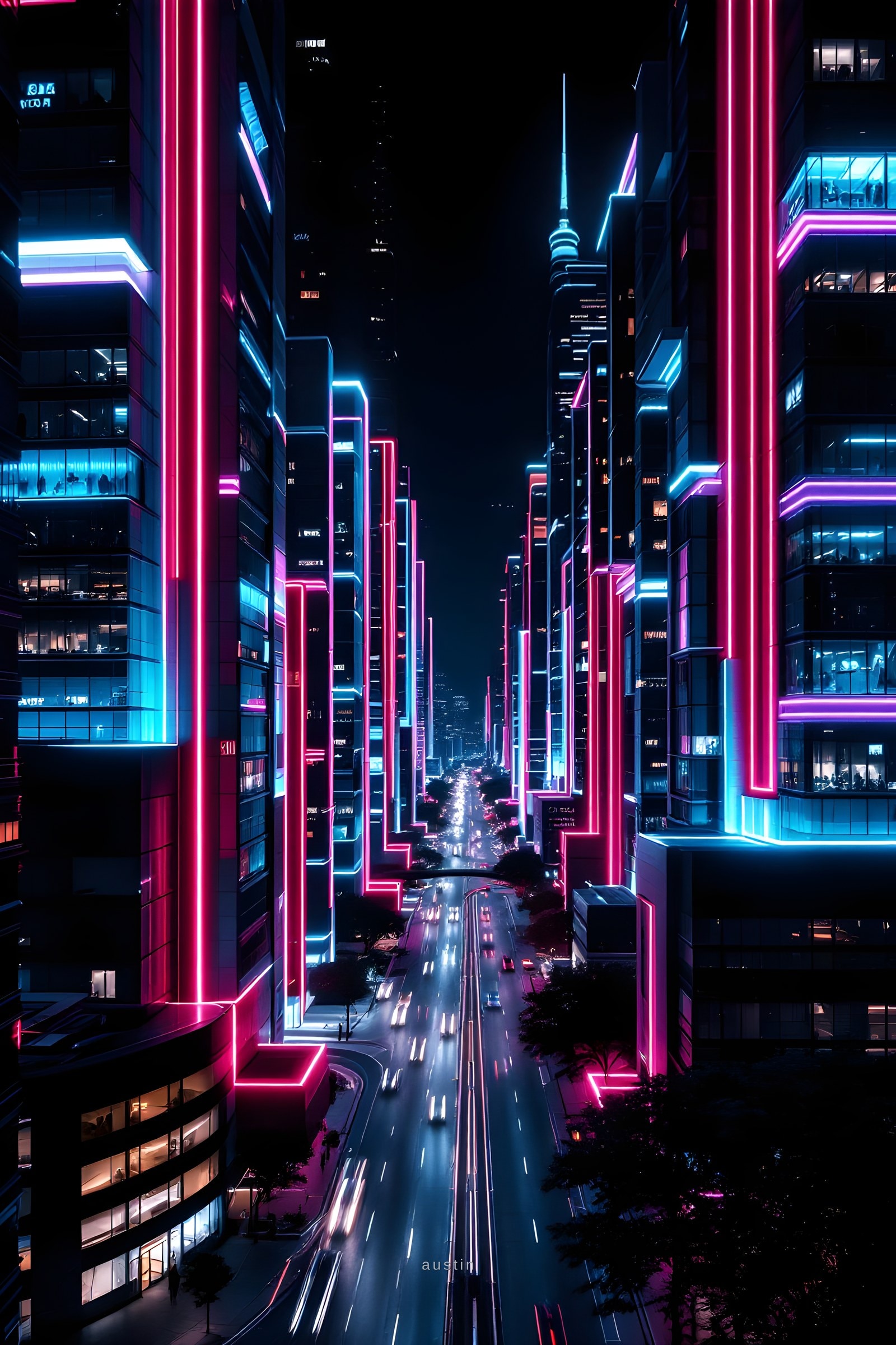 Austin Lattice Night — framed print by Apex Reve