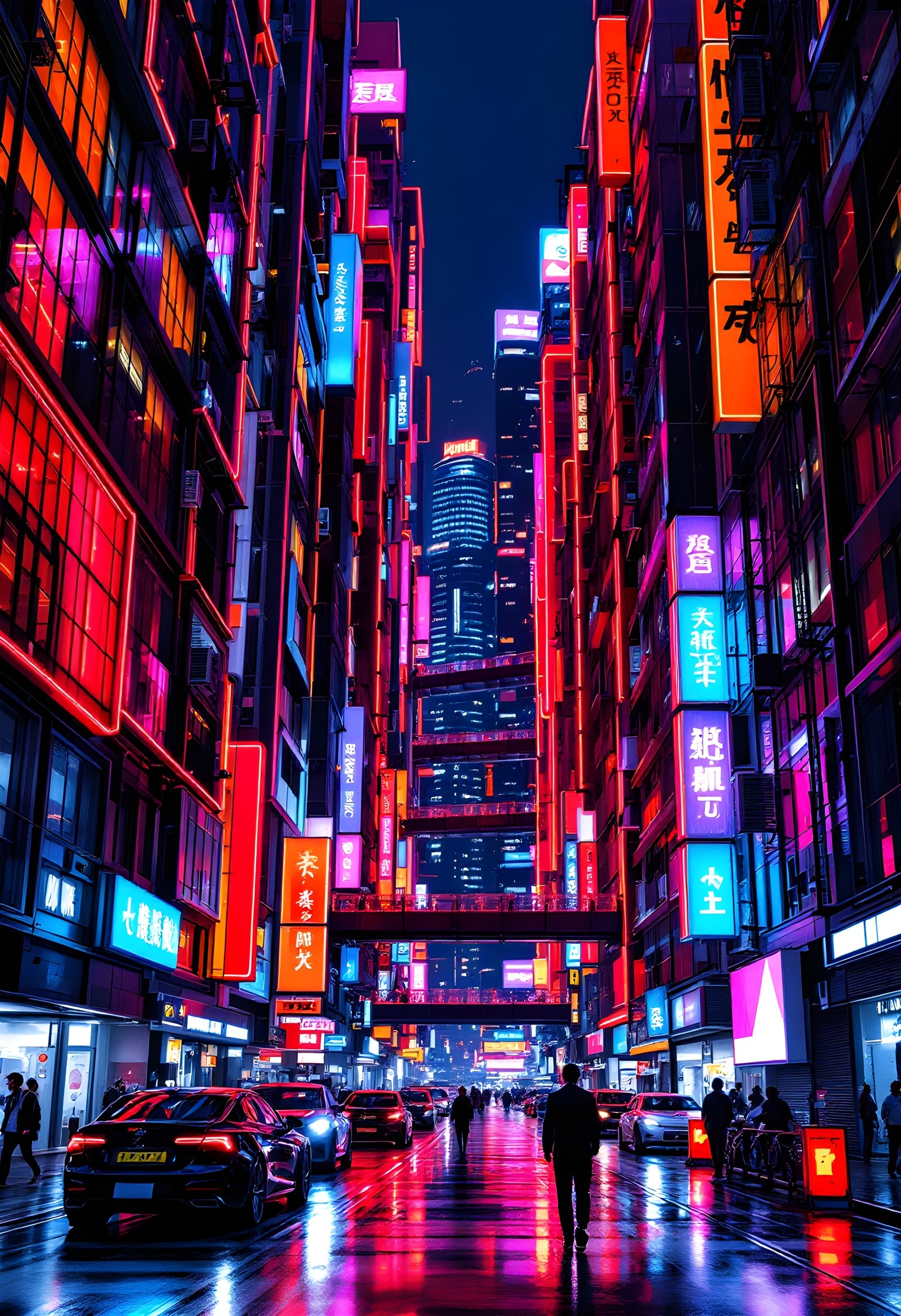 Hong Kong Canyon Neon — framed print by Apex Reve