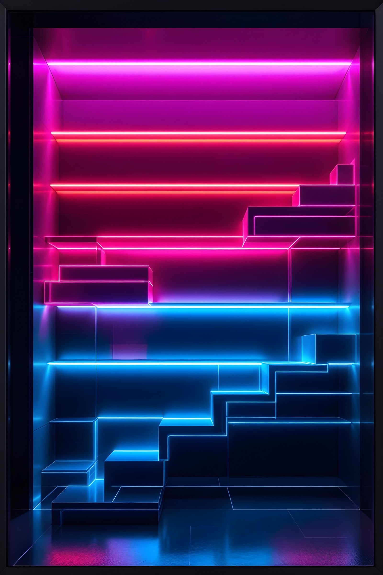 Voxel Tide Shelf — framed print by Apex Reve